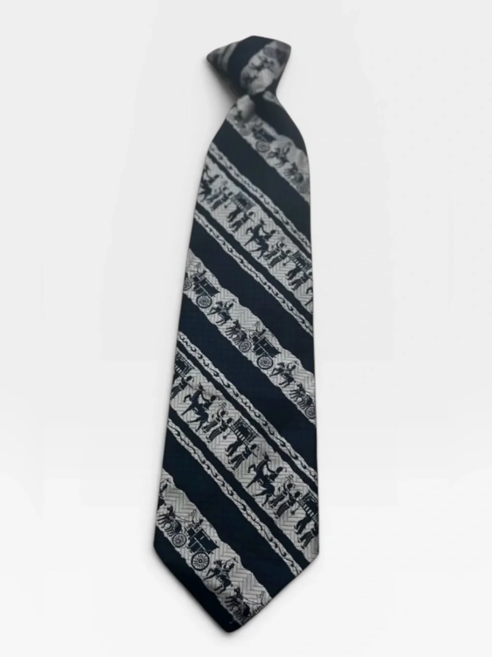 Striped Navy and Gray Men's Tie with Vintage Redi-Snap 1960’s